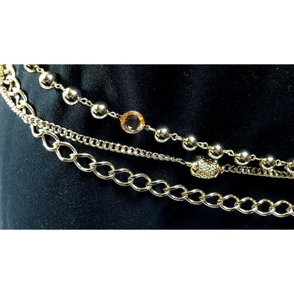 3 strand Rhinestone Metal link Chain 19bb4-45 - Picture 3 of 6